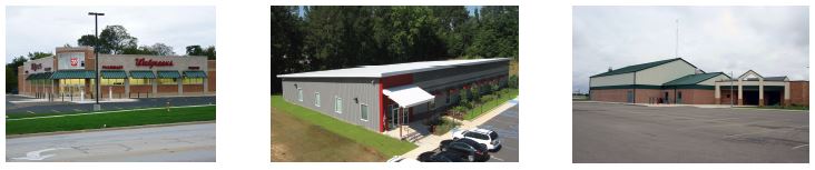 Commercial buildings constructed with metal wall and roof panels